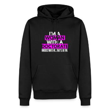 Frauenarztgeschenke für Frauen Fräulein Frau Ph.D. - Männer Premium Bio Hoodie - Schwarz - Vorne - Nico (187cm)