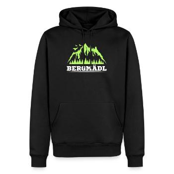 Bergfan Bergmädel Wanderer und Bergsteiger Wandern - Männer Premium Bio Hoodie - Schwarz - Vorne - Nico (187cm)