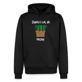 Einfach mal die Kresse halten - Männer Premium Bio Hoodie - Schwarz - Vorne - Nico (187cm)