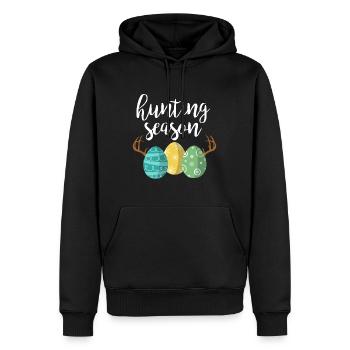 Hunting Season - Cute Bunny Funny Eastereaster hol - Men’s Premium Organic Hoodie - black - Front - Nico (187cm)