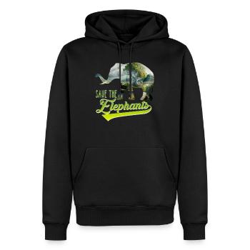 Save the Elephants Artenschutz bedrohte Arten - Männer Premium Bio Hoodie - Schwarz - Vorne - Nico (187cm)