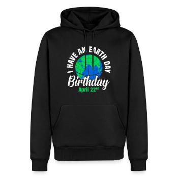 Jour de la Terre disant: J’ai un anniversaire du Jour de la Terre - Sweat à capuche Premium bio Homme - noir - Devant - Nico (187cm)