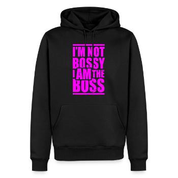 Ich bin nicht herrisch, ich bin die weibliche Erfolgsdame Girlpo - Männer Premium Bio Hoodie - Schwarz - Vorne - Nico (187cm)