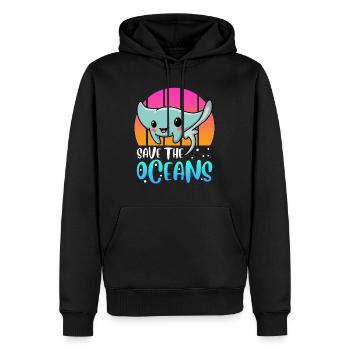 Sauvons l’océan Protection de l’environnement Conservation des espèces Jour de la Terre - Sweat à capuche Premium bio Homme - noir - Devant - Nico (187cm)