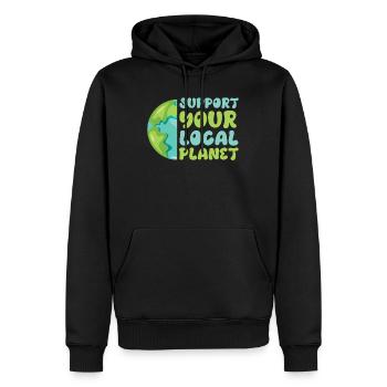 Support Planet local Rette die Erde Umwelt - Männer Premium Bio Hoodie - Schwarz - Vorne - Nico (187cm)