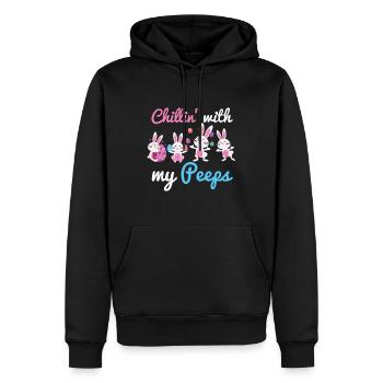 Chillin avec mes oeufs Peeps Amoureux Joyeux roucoulements de Pâques - Sweat à capuche Premium bio Homme - noir - Devant - Nico (187cm)