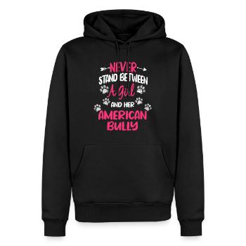 Ne vous tenez jamais entre une fille et sa brute américaine - Sweat à capuche Premium bio Homme - noir - Devant - Nico (187cm)