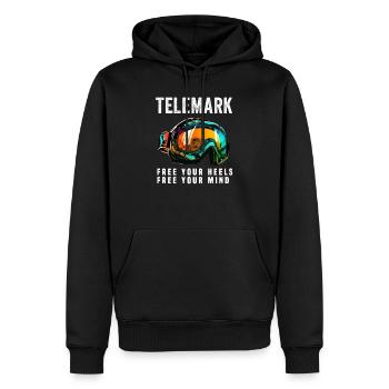 Télémark Ski Free Heel et Mind Goggles - Sweat à capuche Premium bio Homme - noir - Devant - Nico (187cm)