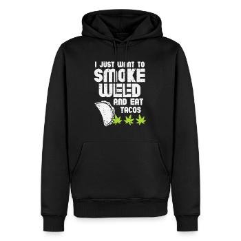 Fumer Weed Manger Tacos Drôle Cinco De Mayo Cannabis - Sweat à capuche Premium bio Homme - noir - Devant - Nico (187cm)