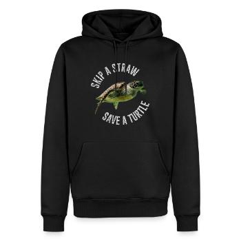 Skip A Straw Save A Turtle Umwelt Schildkröte - Männer Premium Bio Hoodie - Schwarz - Vorne - Nico (187cm)