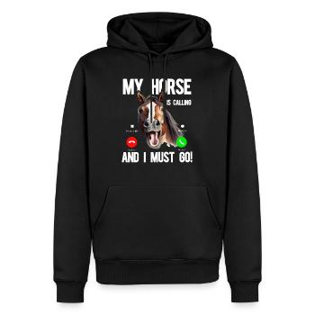 Mon cheval appelle et je dois y aller! - Sweat à capuche Premium bio Homme - noir - Devant - Nico (187cm)