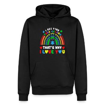 Puzzle Rainbow Im April Tragen Wir Blau Autismus Awaren - Männer Premium Bio Hoodie - Schwarz - Vorne - Nico (187cm)
