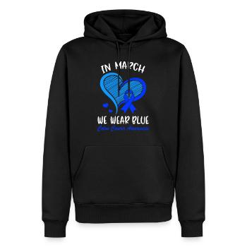 Im März tragen wir Blau für das Bewusstsein für Darmkrebs B - Männer Premium Bio Hoodie - Schwarz - Vorne - Nico (187cm)