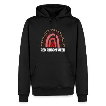 Nous portons du rouge pour la semaine du ruban rouge Sensibilisation Léopard - Sweat à capuche Premium bio Homme - noir - Devant - Nico (187cm)