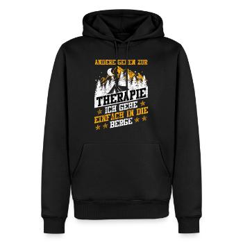 Andere gehen zur Therapie Ich geh in die Berge - Männer Premium Bio Hoodie - Schwarz - Vorne - Nico (187cm)