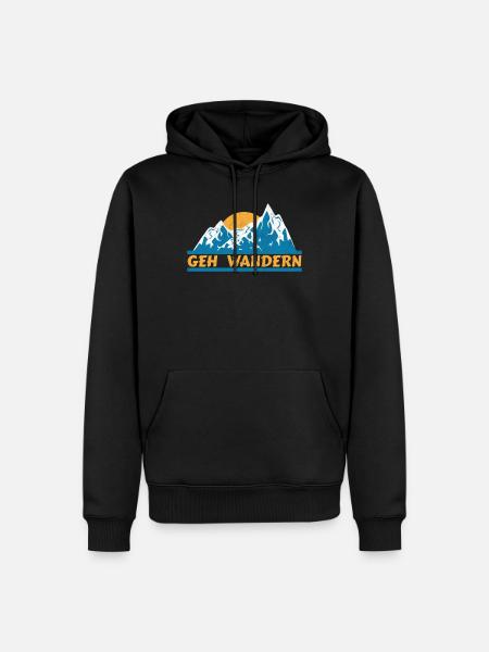 Geh Wandern Wanderer Berge - Männer Premium Bio Hoodie - Schwarz