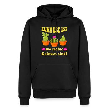 Zuhause ist wo meine Kakteen sind! Kaktusliebhaber - Männer Premium Bio Hoodie - Schwarz - Vorne - Nico (187cm)