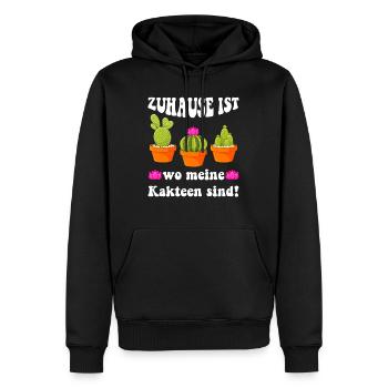Zuhause ist wo meine Kakteen sind! Kaktusliebhaber - Männer Premium Bio Hoodie - Schwarz - Vorne - Nico (187cm)
