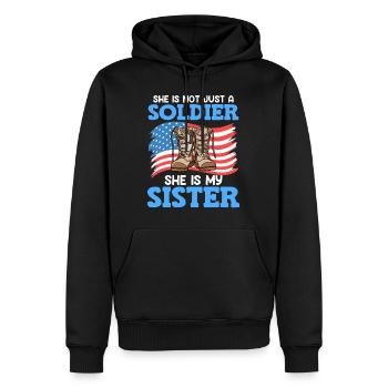 Stolzer Bruder Air Force Soldat Army Fan - Männer Premium Bio Hoodie - Schwarz - Vorne - Nico (187cm)