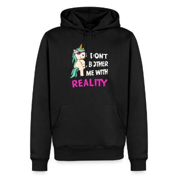 Anti Réalité Licorne Sarcastique Fun Ironie - Sweat à capuche Premium bio Homme - noir - Devant - Nico (187cm)