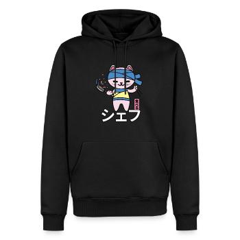 Kawaii Chef Cat Japan - Men’s Premium Organic Hoodie - black - Front - Nico (187cm)