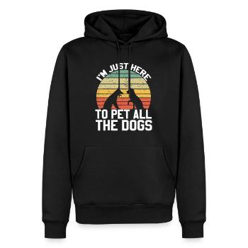 Vintage Ich Bin Nur Hier, Um Alle Hunde Zu Streicheln Retro Do - Männer Premium Bio Hoodie - Schwarz - Vorne - Nico (187cm)