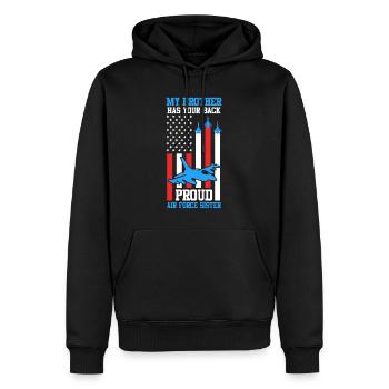 Proud Sister Air Force Soldiers Brother USA - Sweat à capuche Premium bio Homme - noir - Devant - Nico (187cm)