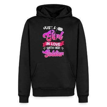 Soldaten Freundin in Love Militär Fan Amerika - Männer Premium Bio Hoodie - Schwarz - Vorne - Nico (187cm)