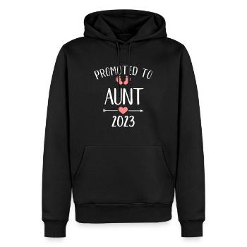 Promu tante 2023 - Sweat à capuche Premium bio Homme - noir - Devant - Nico (187cm)