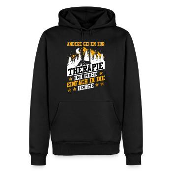 Andere gehen zur Therapie Ich geh in die Berge - Männer Premium Bio Hoodie - Schwarz - Vorne - Nico (187cm)