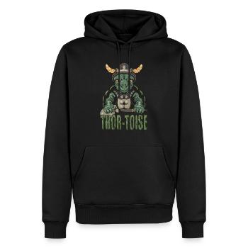 Thor-Toise Tortue Viking Reptile nordique - Sweat à capuche Premium bio Homme - noir - Devant - Nico (187cm)