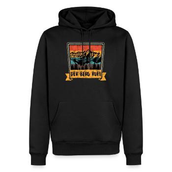 Der Berggipfel ruft Bergfan Wandern - Männer Premium Bio Hoodie - Schwarz - Vorne - Nico (187cm)