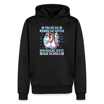 Tschüss Kindergarten Ich rocke jetzt die Schule - Männer Premium Bio Hoodie - Schwarz - Vorne - Nico (187cm)