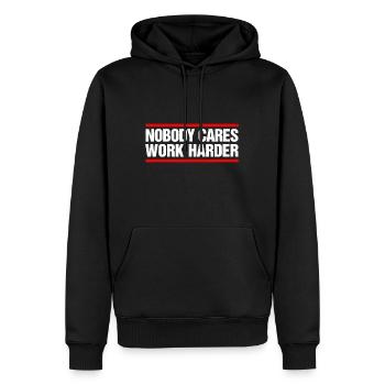 Niemand kümmert sich darum, härter zu arbeiten Fitness Workout Fitnessstudioniemand - Männer Premium Bio Hoodie - Schwarz - Vorne - Nico (187cm)