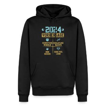 Vorhersage werdende Mama 2024 Baby bald Papa - Männer Premium Bio Hoodie - Schwarz - Vorne - Nico (187cm)