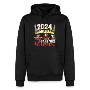 Vorhersage werdende Mama 2024 Baby bald Papa - Männer Premium Bio Hoodie - Schwarz - Vorne - Nico (187cm)