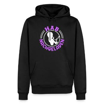 Werdende Mütter 2024 Hab nachgeladen Baby kommt - Männer Premium Bio Hoodie - Schwarz - Vorne - Nico (187cm)