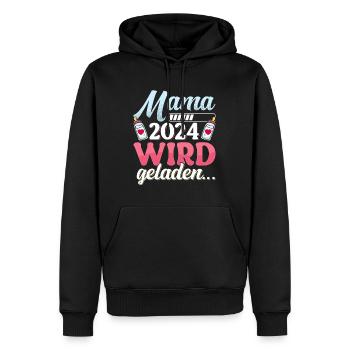 Mama wird geladen 2024 werdende Mütter Baby 2024 - Männer Premium Bio Hoodie - Schwarz - Vorne - Nico (187cm)