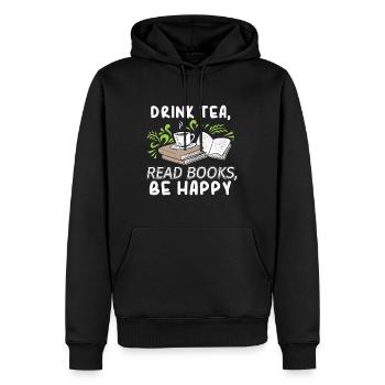 Tee trinken Bücher lesen Glücklich sein Abibliophobie Litera - Männer Premium Bio Hoodie - Schwarz - Vorne - Nico (187cm)