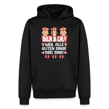 Alle guten Dinge sind drei Drillingsmama 2024 - Männer Premium Bio Hoodie - Schwarz - Vorne - Nico (187cm)