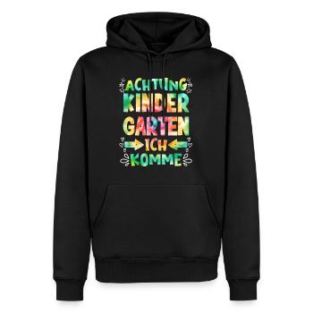 Kindergarten ich komme Kita Kinder - Männer Premium Bio Hoodie - Schwarz - Vorne - Nico (187cm)