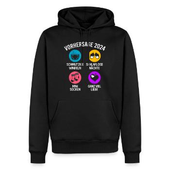 Vorhersage werdende Mama 2024 Baby bald Papa - Männer Premium Bio Hoodie - Schwarz - Vorne - Nico (187cm)