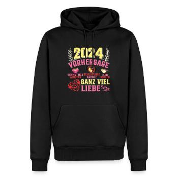 Vorhersage werdende Mama 2024 Baby bald Papa - Männer Premium Bio Hoodie - Schwarz - Vorne - Nico (187cm)