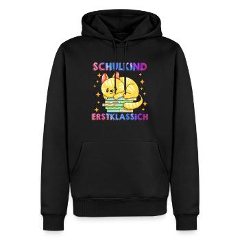 Schulkind Erstklassig Einschulung 1. Klasse - Männer Premium Bio Hoodie - Schwarz - Vorne - Nico (187cm)