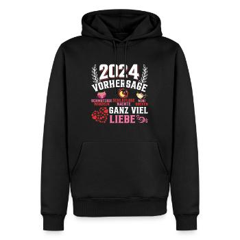Vorhersage werdende Mama 2024 Baby bald Papa - Männer Premium Bio Hoodie - Schwarz - Vorne - Nico (187cm)