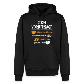 Vorhersage werdende Mama 2024 Baby bald Papa - Männer Premium Bio Hoodie - Schwarz - Vorne - Nico (187cm)