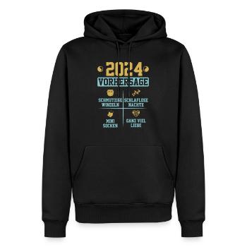 Vorhersage werdende Mama 2024 Baby bald Papa - Männer Premium Bio Hoodie - Schwarz - Vorne - Nico (187cm)