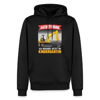Kindergartenkind Ich bagger jetzt im Kindergarten - Männer Premium Bio Hoodie - Schwarz - Vorne - Nico (187cm)