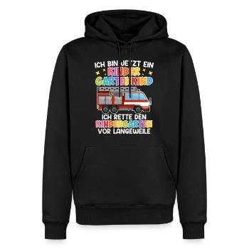 Ich bin jetzt ein Kindergartenkind Einschulung - Männer Premium Bio Hoodie - Schwarz - Vorne - Nico (187cm)