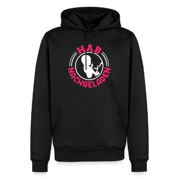 Werdende Mütter 2024 Hab nachgeladen Baby kommt - Männer Premium Bio Hoodie - Schwarz - Vorne - Nico (187cm)